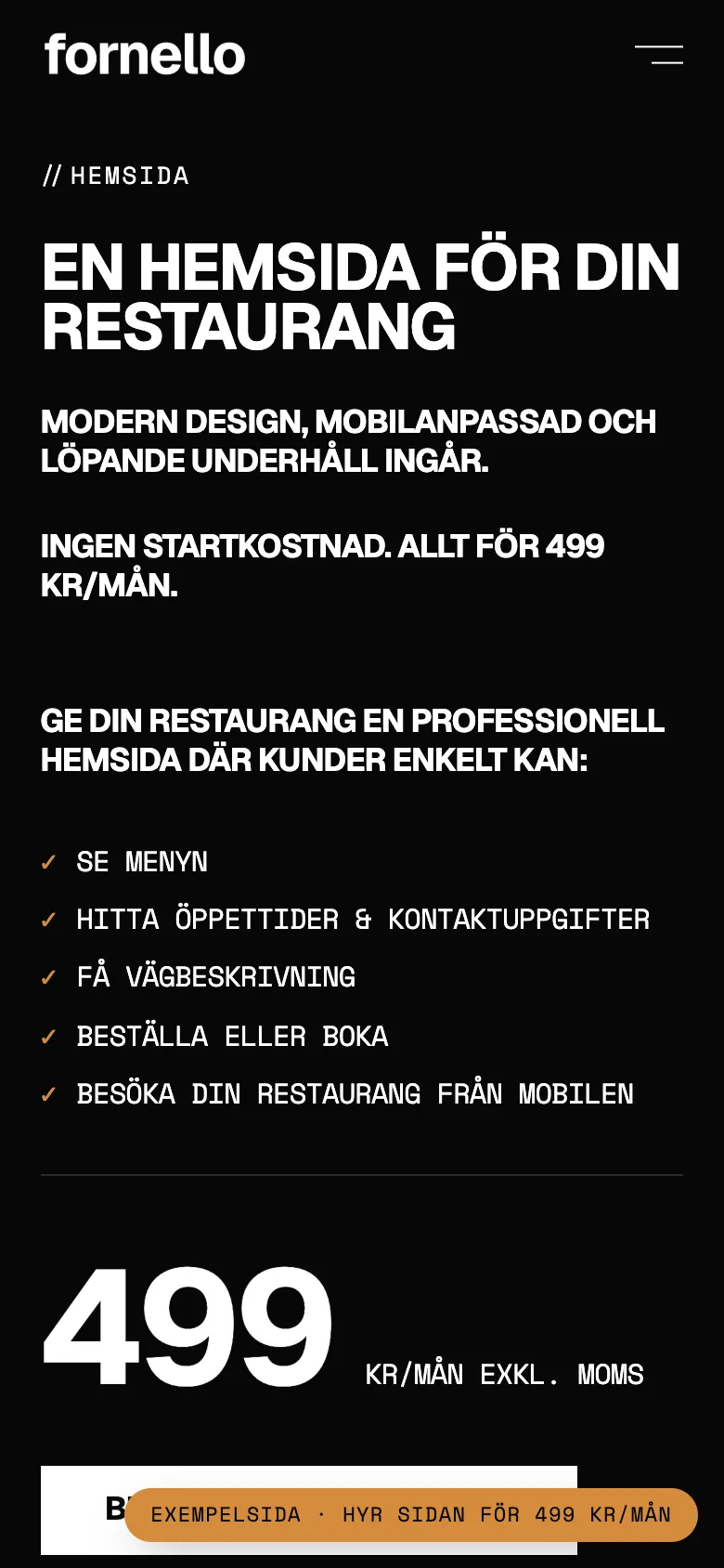 Uthyrningen med priset 499 kr i en mobil