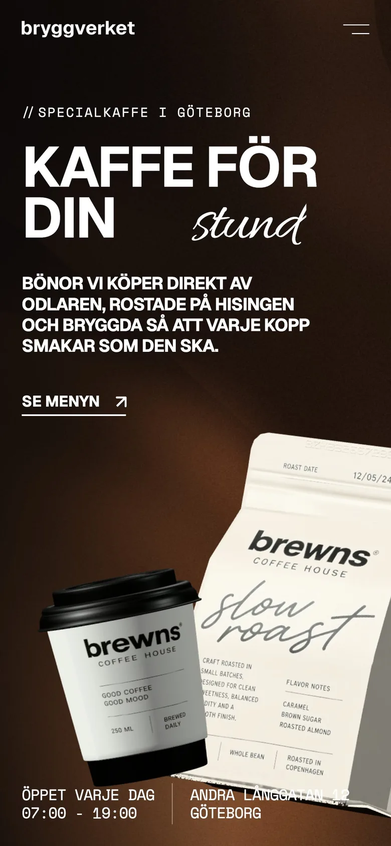 Exempelsidans startsida i en mobil